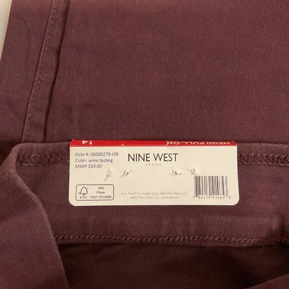 Nine West Women's Heidi Pull On Elastic Waist‎ Stretch Twill Straight Leg Pant - Picture 4 of 5